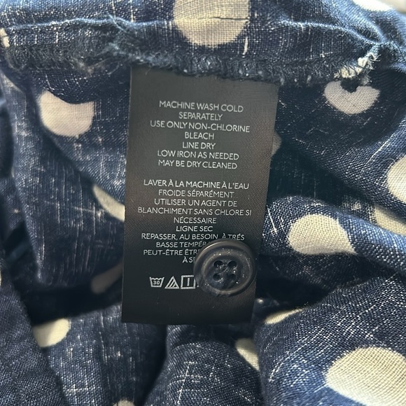 Anthropologie Maeve Polka Dot Printed Buttondown Surf Shirt Navy White Sz XS - Picture 10 of 13